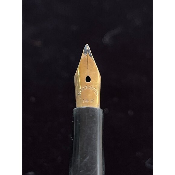 WARRENITED 14K Nib Fountain Pen Unmarked Black Body With Gold Filigree Overlay - Picture 4 of 5